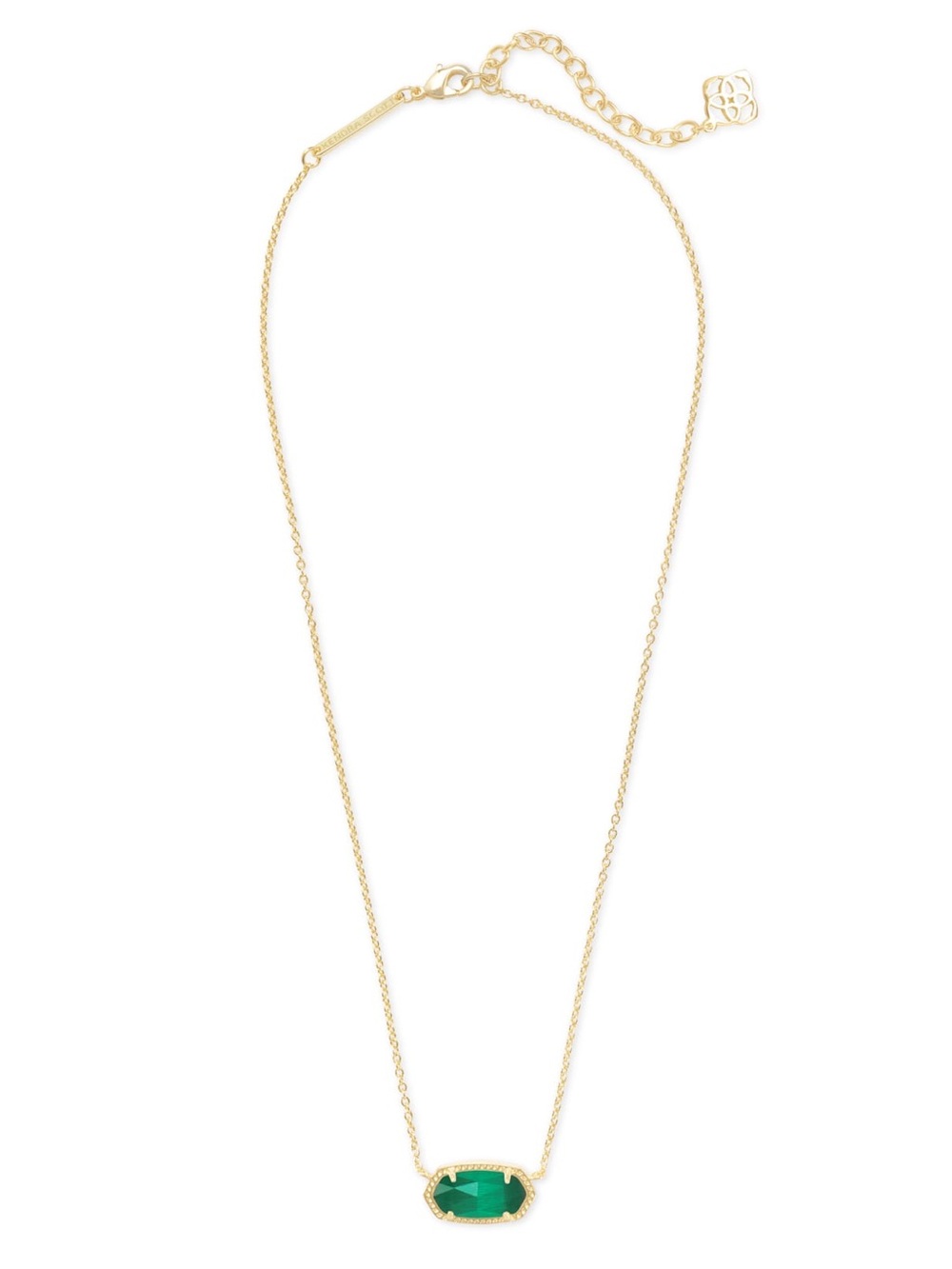Kendra Scott Elisa 14K Gold Pendant Necklace in Emerald Cat’s Eye - Picture 2 of 12
